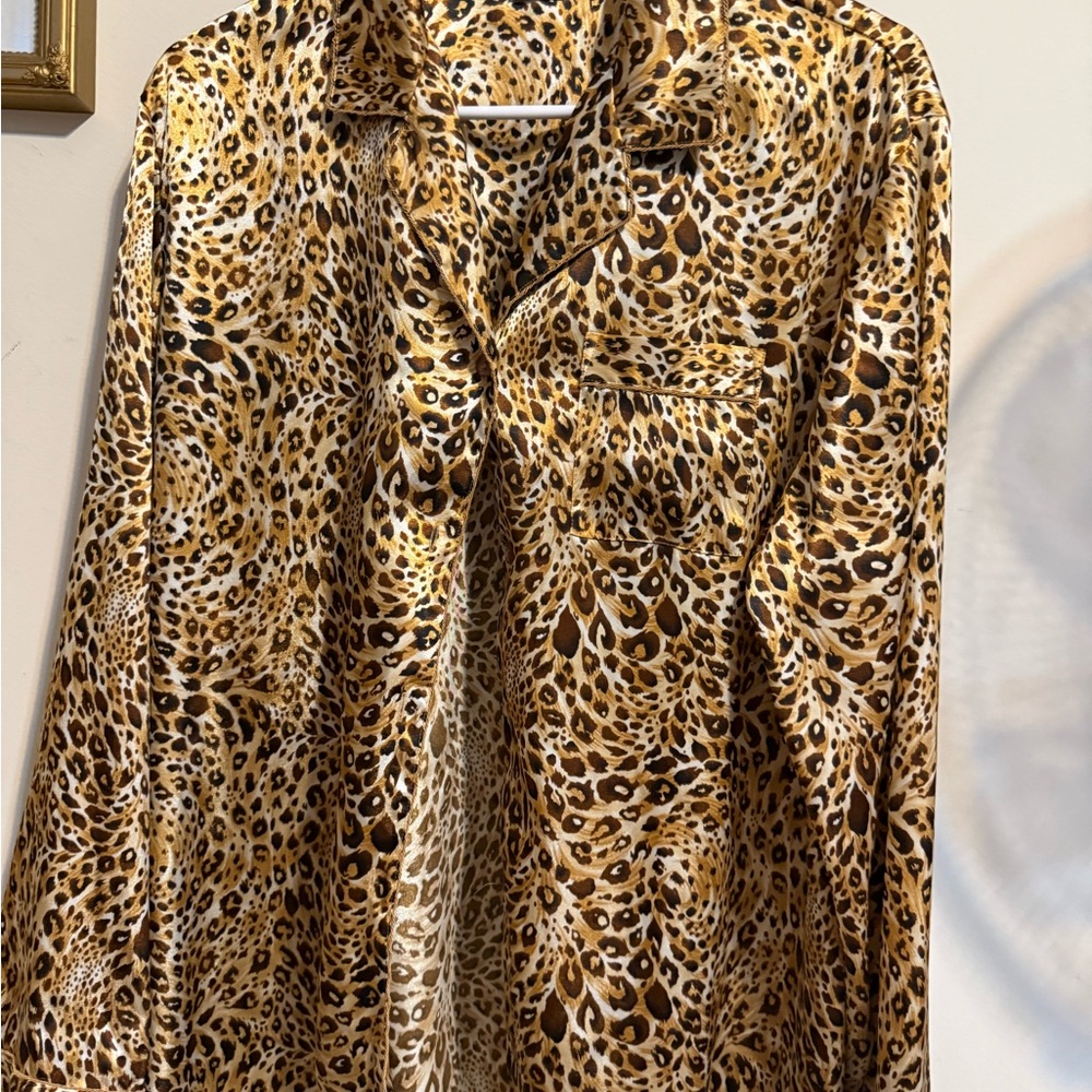 Valerie Stevens Leopard Print Blouse - Brown and Black